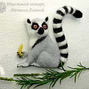 Украшения handmade. Livemaster - original item Lemur catta brooch - a ring-tailed lemur - dry felting wool (Lemur catta). Handmade.