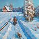 Oil painting in frame. Zimushka-winter Village landscape, Pictures, Zhukovsky,  Фото №1