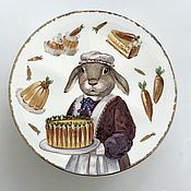 Посуда handmade. Livemaster - original item Tortorici: Porcelain Painting Carrot Cheesecake. Handmade.