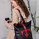 Order  Leather women's black and red Ilse Mod Backpack Bag. CP44. Natalia Kalinovskaya. Livemaster. . Backpacks Фото №3