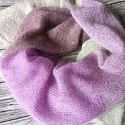 Аксессуары handmade. Livemaster - original item Mohair Knitting Stole, Lilac Knitted Down Scarf. Handmade.