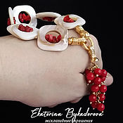 Украшения handmade. Livemaster - original item Bracelet with mother of pearl and coral 
