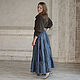 Linen skirt with a belt corset black and blue melange, Skirts, Kemerovo,  Фото №1