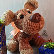 Куклы и игрушки handmade. Livemaster - original item Toy dog knitted from plush yarn dog toy symbol of the year. Handmade.