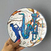 Картины и панно handmade. Livemaster - original item The plate is decorative Music,jazz. Hand painted. Gift.. Handmade.
