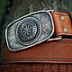  Leather belt with bronze buckle 'Agishjalm'. Straps. Leather product G.M.G.. My Livemaster. Фото №5