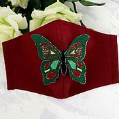 Аксессуары handmade. Livemaster - original item Black mask with butterfly Embroidery handmade butterfly. Handmade.