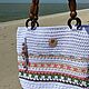 beach bag: White knitted bag, cotton. Wooden handle. Beach bag. mmknitting. Online shopping on My Livemaster.  Фото №2