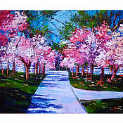 Картины и панно handmade. Livemaster - original item Painting Sakura Spring landscape Gift to a woman. Handmade.