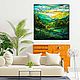 Painting Green Landscape. stained glass. buy painting artist. Pictures. House of the Sun (irina-bast). My Livemaster. Фото №4