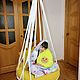 Подвесное кресло качели с подушками. Кресла. Boho_loft_creative
• Макраме • Мебель • Декор • Освещение. Интернет-магазин Ярмарка Мастеров.  Фото №2