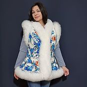 Одежда handmade. Livemaster - original item Vest with a peplum from the Pavlovsky Posad shawl 