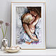Акварель мама с малышом, трогательная картина в детскую, Картины, Санкт-Петербург,  Фото №1