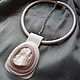  white with pink opal. Pendant. Jewelry made of leather and stone. My Livemaster. Фото №4