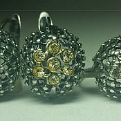 Винтаж handmade. Livemaster - original item Set of USSR cubic zirconia, grain, ring p.18 and earrings, 925 sterling silver. Handmade.