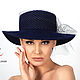  Женская фетровая шляпа "Беатрис" темно-синяя с вуалью, Шляпы, Санкт-Петербург,  Фото №1