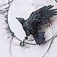 Brooch-pin: ' Black Raven'. Brooches. House Of The Moon Dew. Online shopping on My Livemaster.  Фото №2