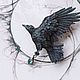  "Чёрный ворон". Брошь-булавка. Valeria Belova (Дом Лунной Росы). Интернет-магазин Ярмарка Мастеров.  Фото №2