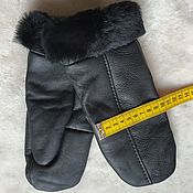 Аксессуары handmade. Livemaster - original item Women`s leather sheepskin mittens black. Handmade.