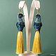 Peacock earrings-brushes 'Golden dunes-2'. Earrings-birds. Tassel earrings. Coffeelena. My Livemaster. Фото №5