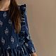 Linen dress in dark blue with wings, print flowers. Dresses. molinialife. My Livemaster. Фото №5