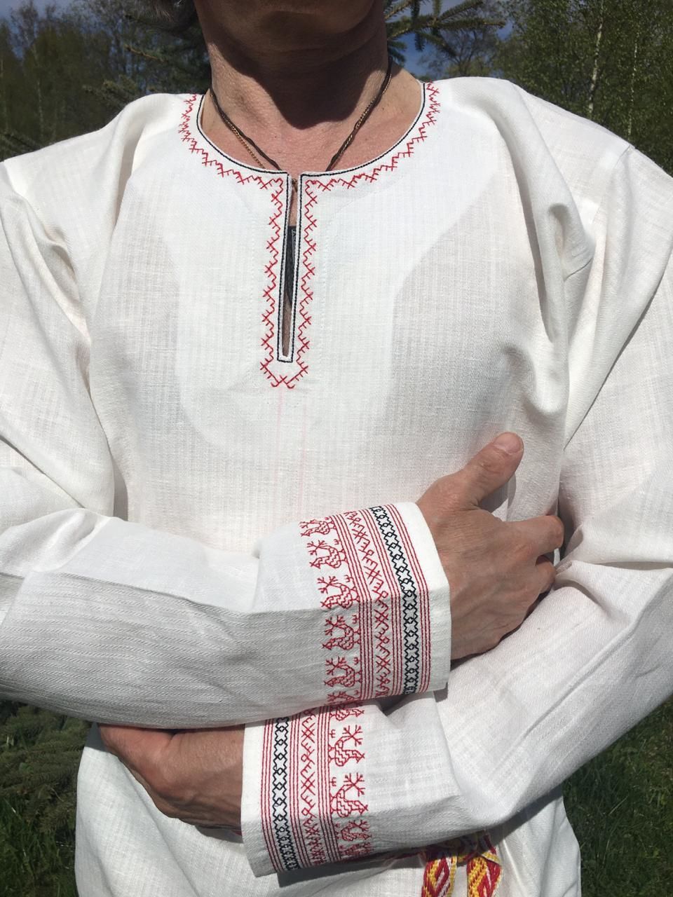 Рубаха Славянская льняная вышивная