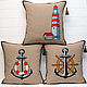 Pillow with embroidery in marine style Anchor and steering Wheel. Pillow. pillowstown. My Livemaster. Фото №5