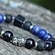 Men's silver bracelet with PiAo, lapis lazuli, black tourmaline, Bead bracelet, Pereslavl-Zalesskij,  Фото №1