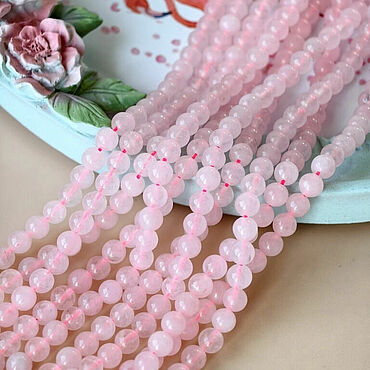 Материалы для творчества ручной работы. Ярмарка Мастеров - ручная работа Бусины Розовый кварц, шар 6.5 мм, нить. Handmade.