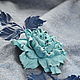 Rose brooch leather blue lagoon. Brooches. LIUDMILA SKRYDLOVA (flower glade). Online shopping on My Livemaster.  Фото №2