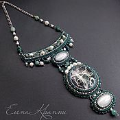 Украшения handmade. Livemaster - original item Long green necklace on a chain. Ophite, pearl, agate, quartz, chalcedony.. Handmade.