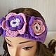 Headbands knitted on the head with a flower. Bandage. vyazanaya6tu4ka. My Livemaster. Фото №5
