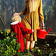 Dress with a dark mustard-colored collar cotton. Dresses. ivavavilonskaya. My Livemaster. Фото №4