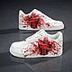Кроссовки белые Nike Air Force 1 унисекс,кастом,Дэдпул, ручная роспись, Кроссовки, Волжский,  Фото №1