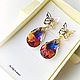 Золотые серьги с каплями Swarovski "Вулканические бабочки", Серьги классические, Москва,  Фото №1