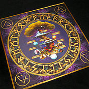 Фен-шуй и эзотерика handmade. Livemaster - original item Tablecloth 9 Worlds of Yggdrasil, thick satin fabric. Handmade.
