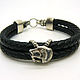 Double leather bracelet sterling silver 'Wolves'. Chokers. Urbanstyle. Online shopping on My Livemaster.  Фото №2