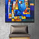 Giant Square Blue Yellow Painting 100cm abstract Shapes. Pictures. paintmart (oikos). Online shopping on My Livemaster.  Фото №2