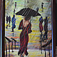 Картина из шерсти "Она уходила в дождь" по картине Лоррэйн Кристи, Картины, Железногорск,  Фото №1
