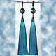 Earrings-brush sky blue with natural stones. Tassel earrings. martynko (designvsego). Online shopping on My Livemaster.  Фото №2