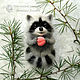 Little Raccoon brooch - felted little Coon - dry felting wool raccoon. Brooches. Woolen Zoo. My Livemaster. Фото №4