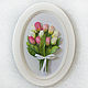  Tulips in an oval frame. Panels. Ribbon Embroidery. My Livemaster. Фото №4