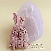 Материалы для творчества handmade. Livemaster - original item Pug in a rabbit costume 7,5 x 4,3 x 0,7 cm Silicone Dog mold. Handmade.