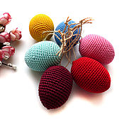 Сувениры и подарки handmade. Livemaster - original item Set of 6 pieces 6 cm Easter Eggs Knitted Bright. Handmade.