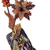 Украшения handmade. Livemaster - original item Brooch "The Christmas Star" of beads with amber. Handmade.