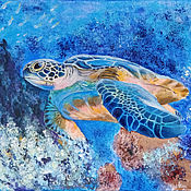 Картины и панно handmade. Livemaster - original item Pictures: Big Sea turtle. Handmade.