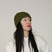 Аксессуары handmade. Livemaster - original item Khaki woolen hat, green, unisex. Handmade.