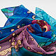 Blue silk scarf, chiffon, batik. Shawls1. ArtBeklov. My Livemaster. Фото №4