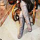 Boots: boots made of sheared pony fur in gray, Knee-high boots, Rimini,  Фото №1