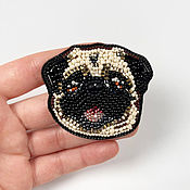 Украшения handmade. Livemaster - original item Brooch Pug Beaded Brooch Dog Puppy. Handmade.